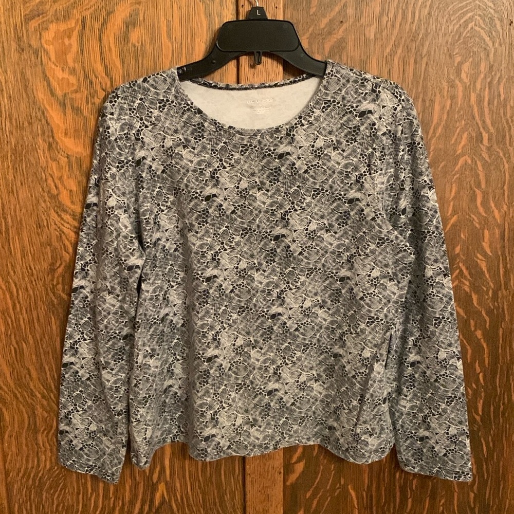 Kim Rodgers cotton spandex geometric long sleeve top large L
